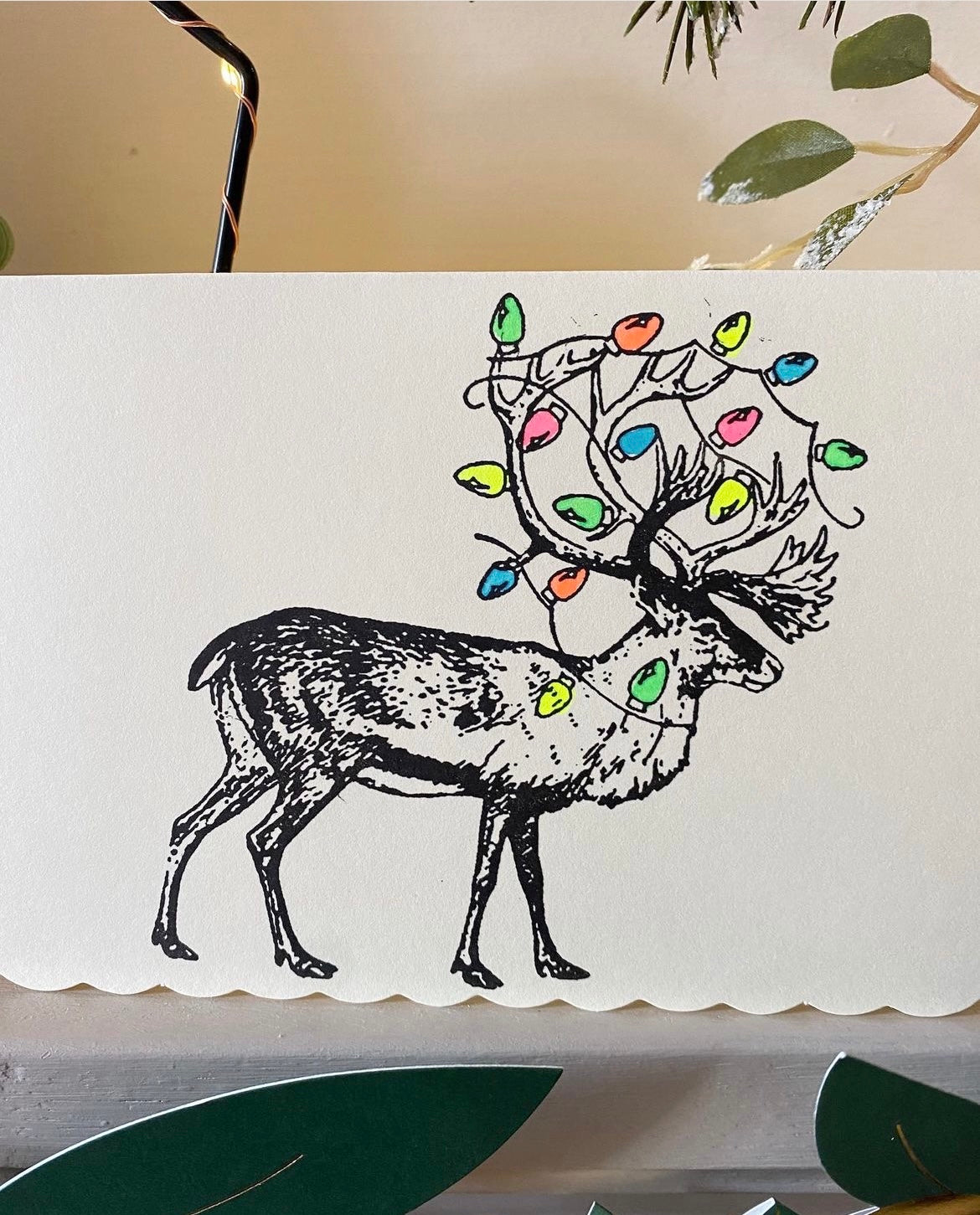 Reindeer Lights Christmas Card