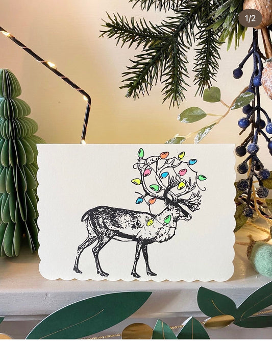 Reindeer Lights Christmas Card