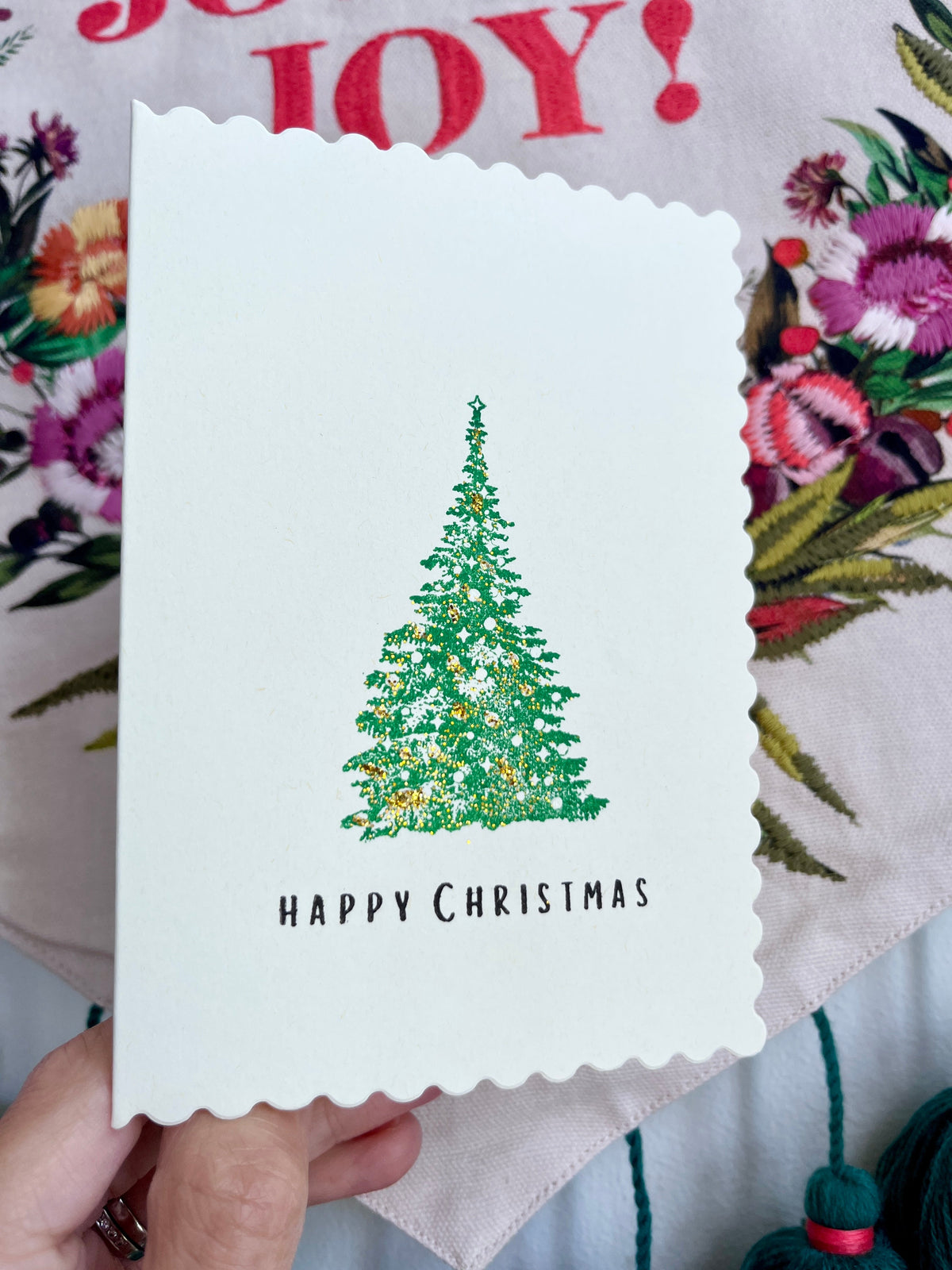 ‘Oh Christmas tree’ -glittery card x 5