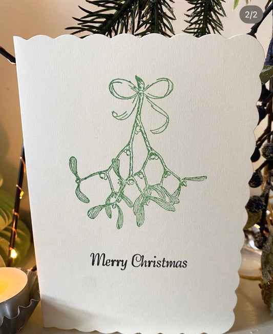 Pack of 5 Mistletoe Christmas Cards