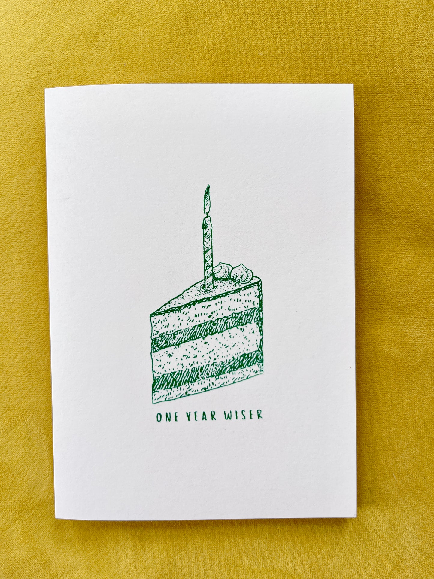 One year wiser GREEN Birthday Card